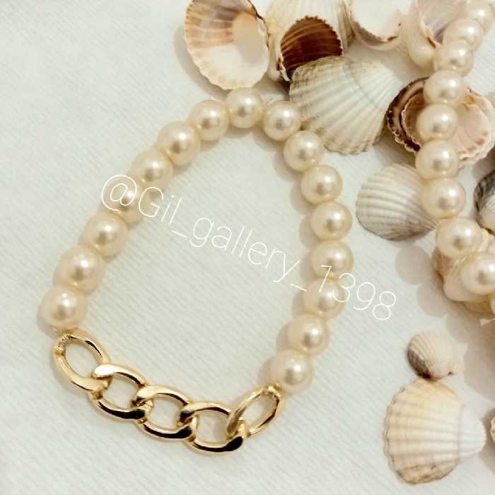 دستبند زنجیر کارتیر با سنگ مروارید