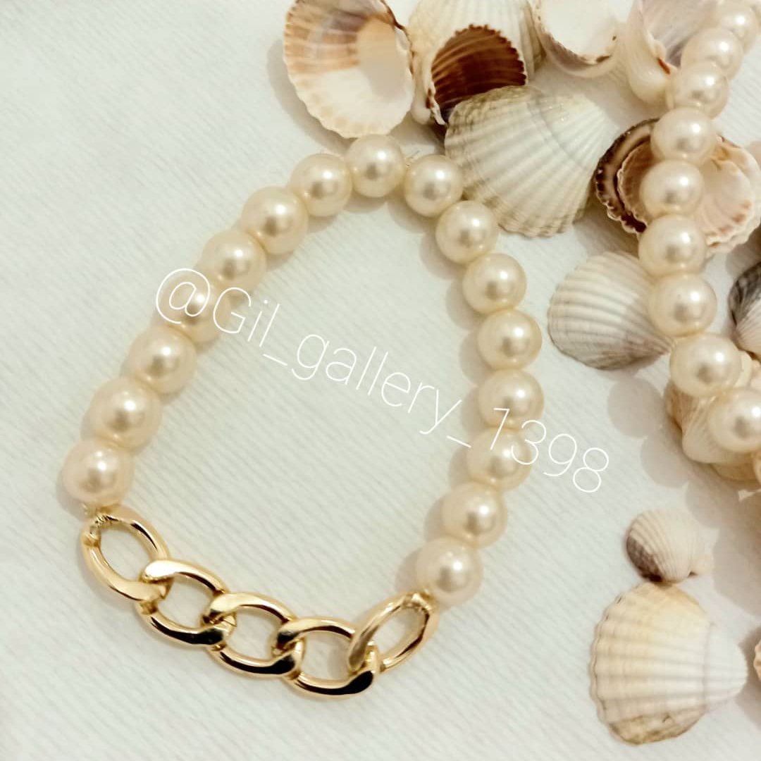 دستبند زنجیر کارتیر با سنگ مروارید