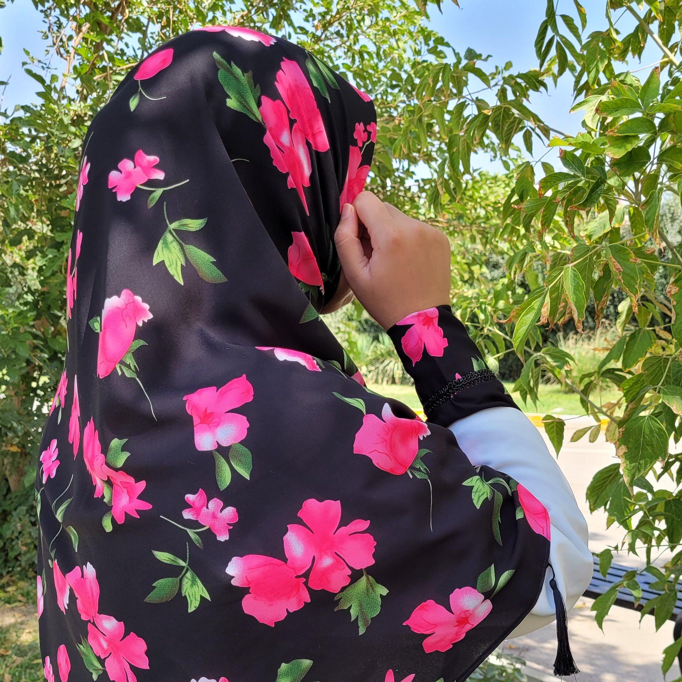 ست روسری و ساق دست کرپ حریر زیبا و لطیف و بدون دید و بدون سر
