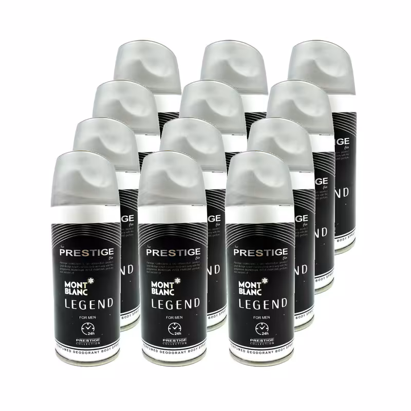 اسپری خوشبو کننده بدن مردانه پرستیژ مدل MONT BLANC legend جم 150 میلی لیتر مجموعه 12 عددی