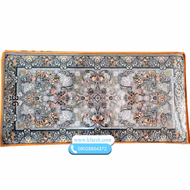 پشتی فرش ماشینی 700شانه طوسی طرح افشان کد 36