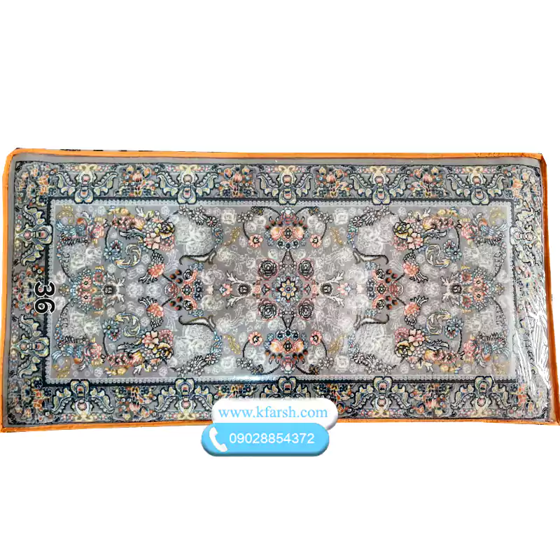 پشتی فرش ماشینی 700شانه طوسی طرح افشان کد 36