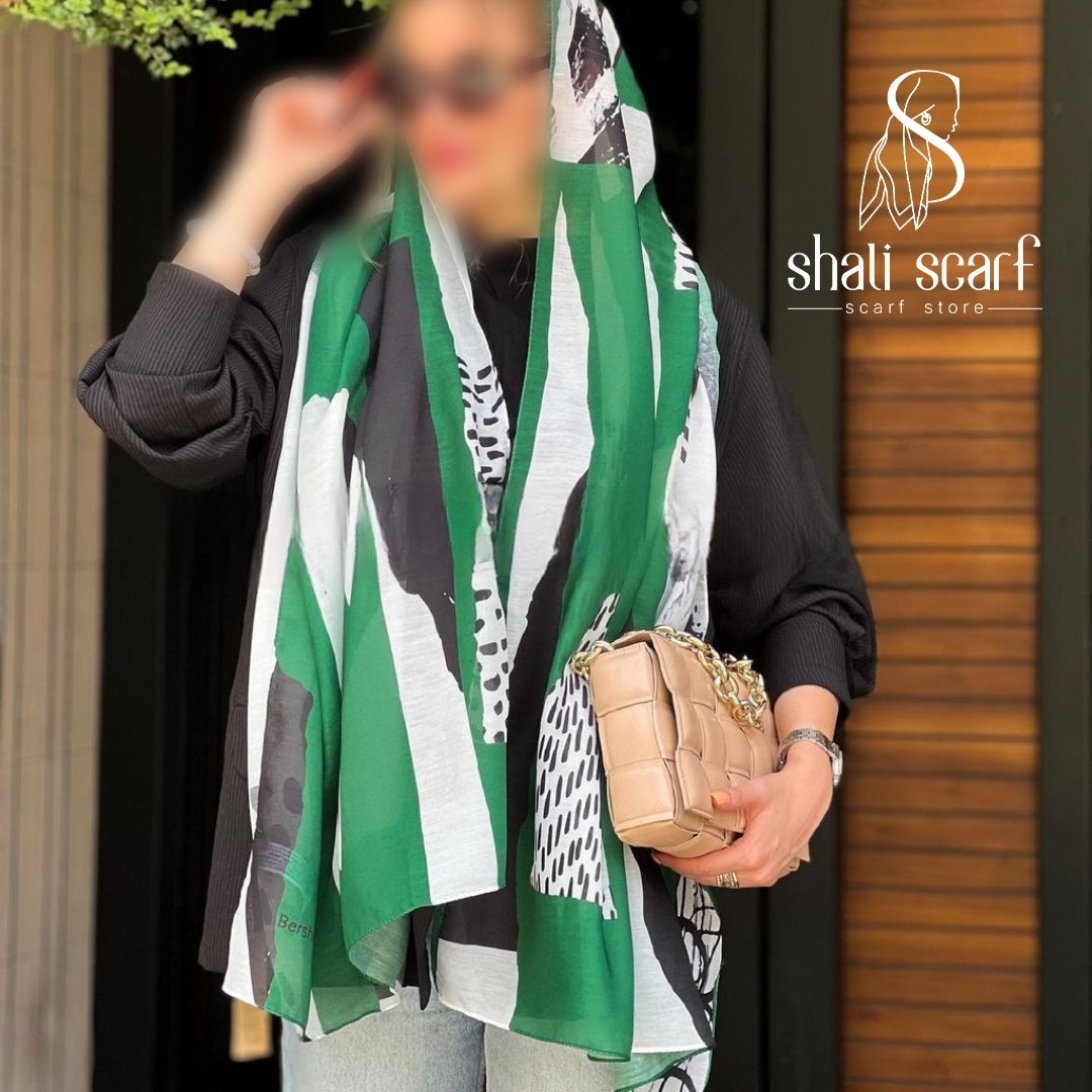 شال نخی سبز وارداتی کیفیت فوق العاده سبک و لطیف ارسال رایگان و فوری