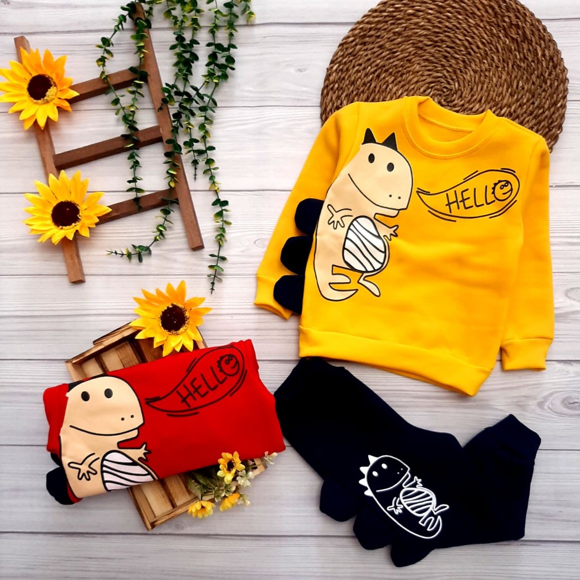 ست بلوز و شلوار پسرانه دورس طرح دایناسور