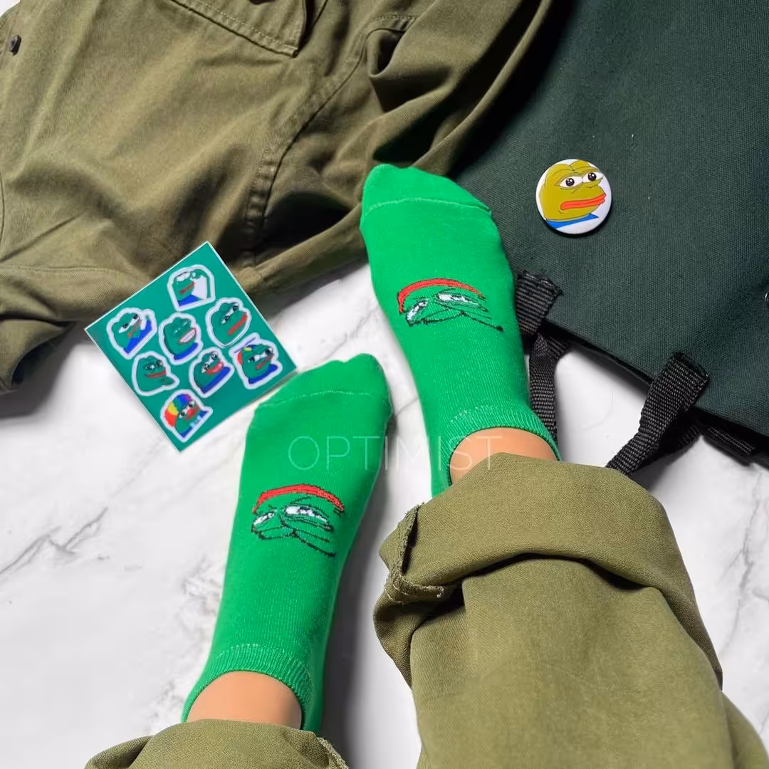 جوراب مچی طرح Green meme فری سایز نخ پنبه