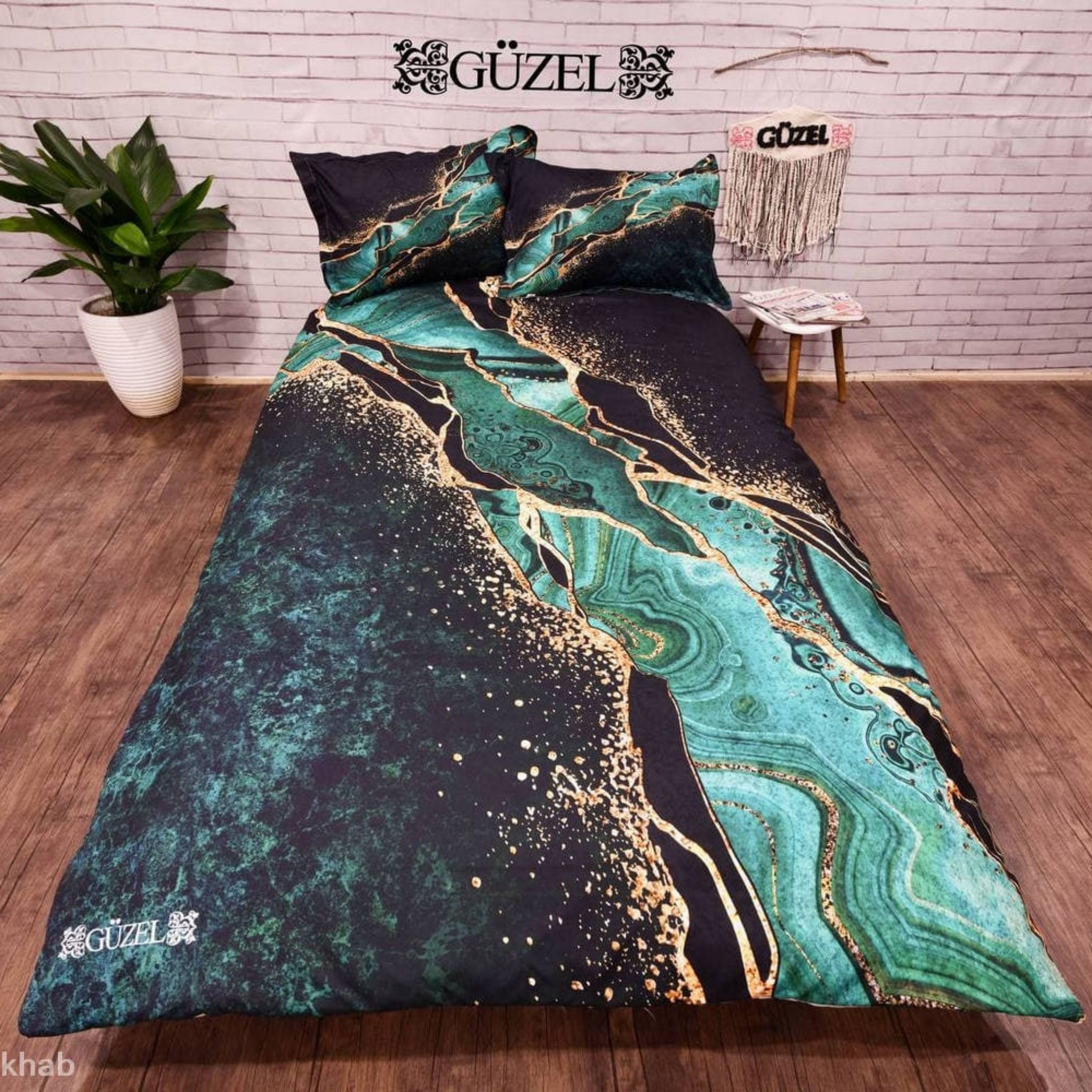 روتختی دو نفره سه بعدی نانو تنسل طرح گرانیتی زمردی برند شرکت گوزل ترکیه 