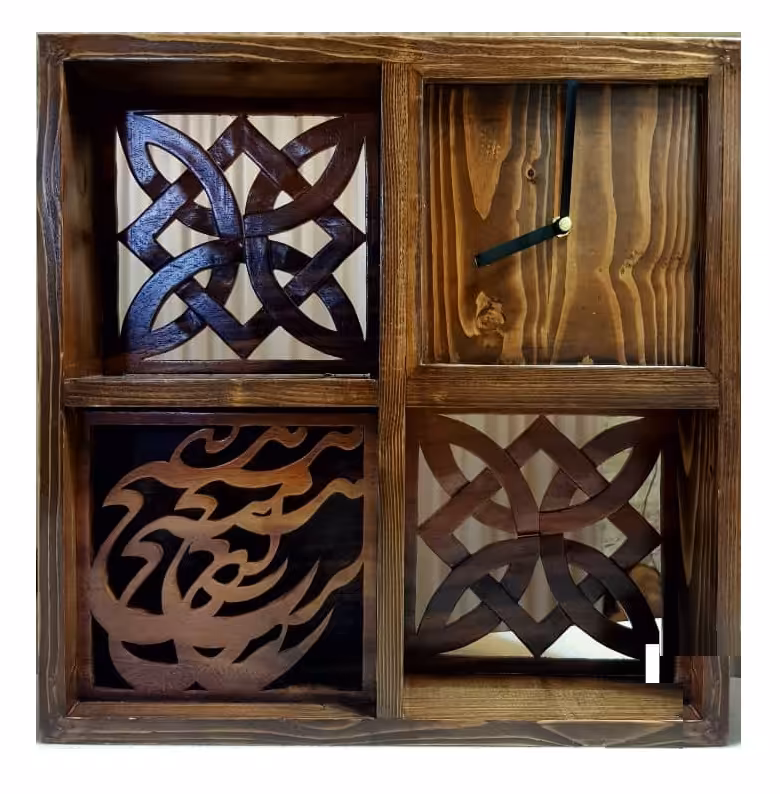 ساعت منبت و معرق تمام چوب کد 038