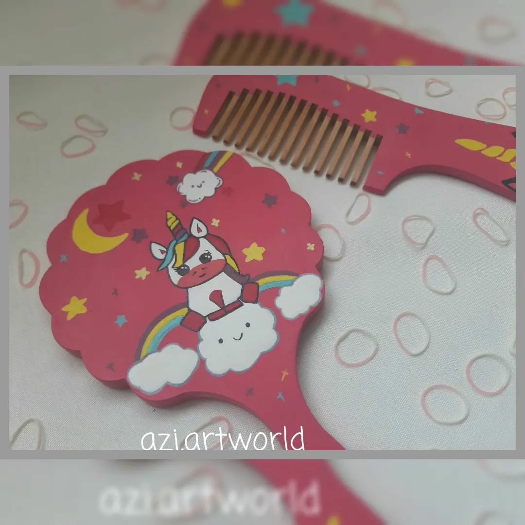 ست آینه و شونه چوبی