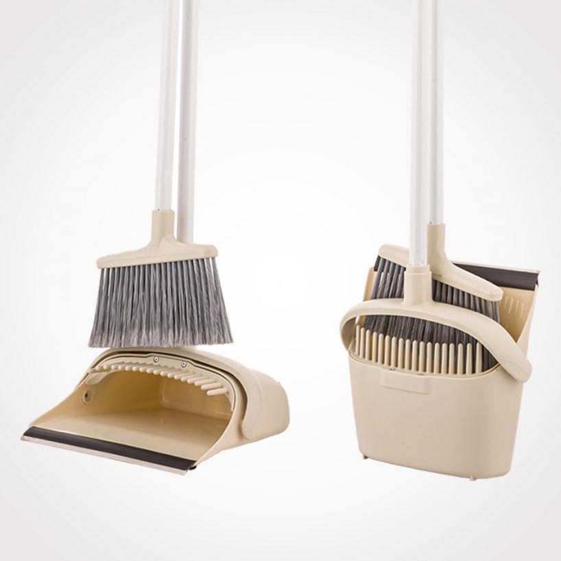 ست جارو و خاک انداز  دسته بلند مخزن دار لیمون