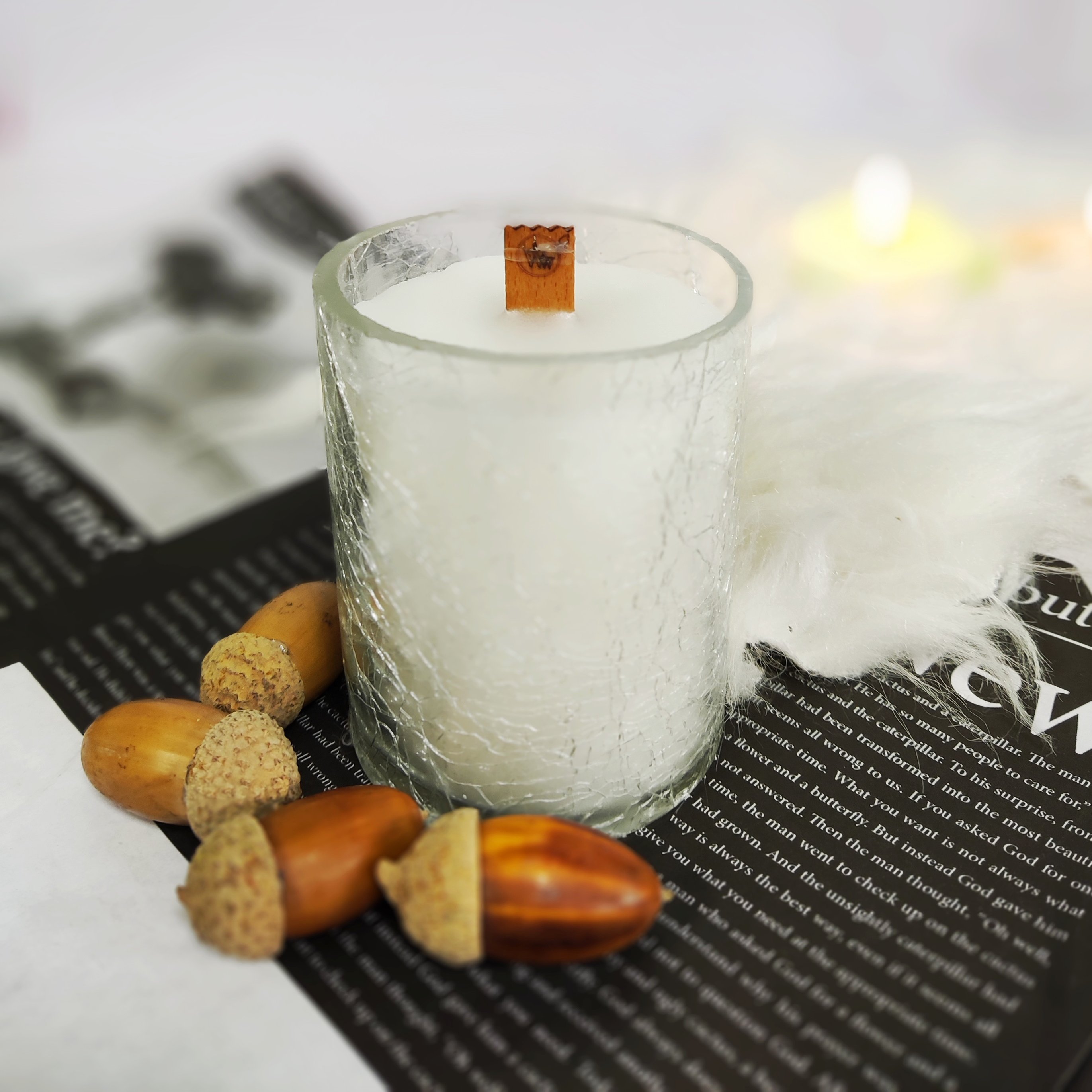 شمع شات آبگز فیتیله چوبی