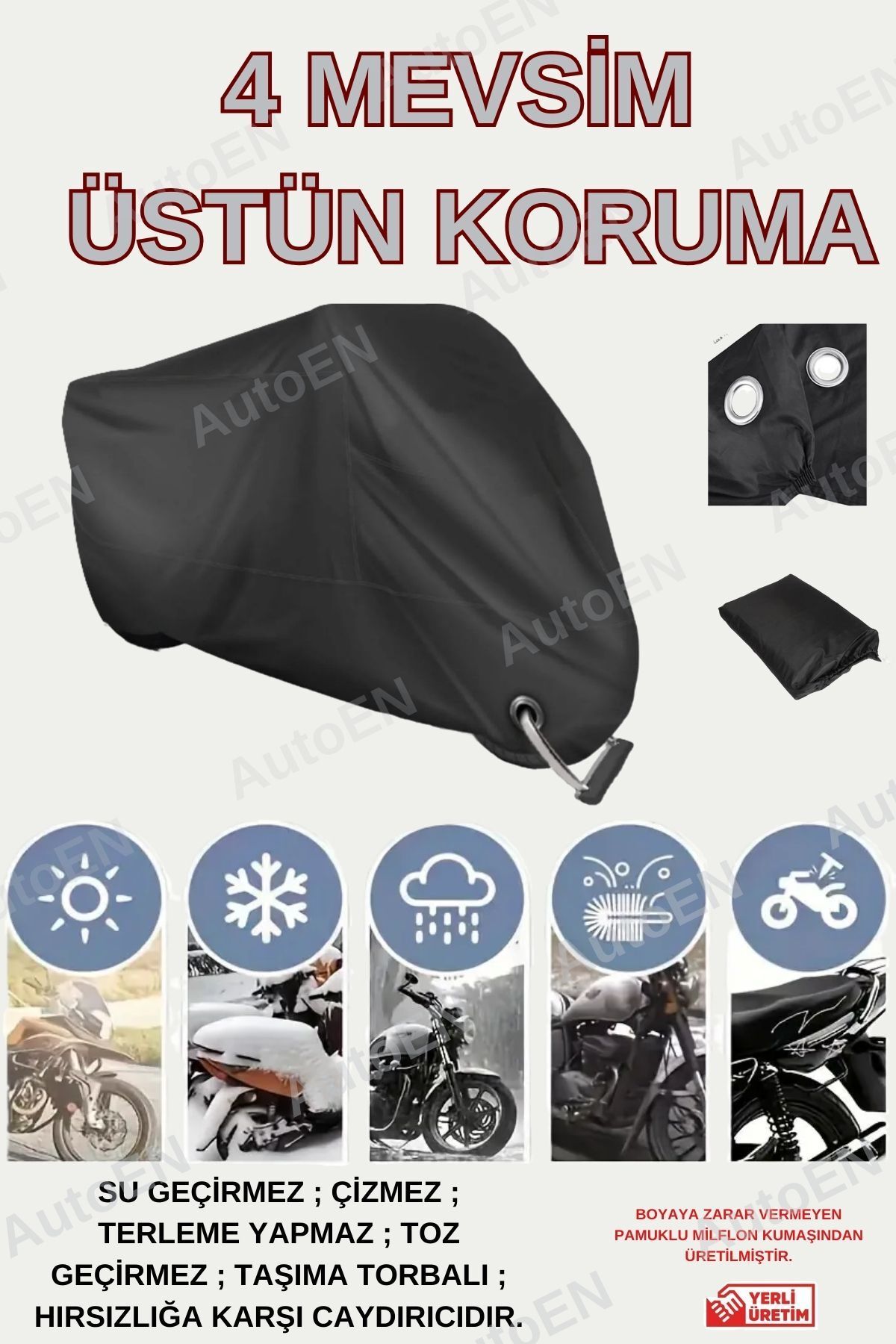 چادر موتورسیکلت مشکی YAMAHA X MAX 400 TECH MOTA TARPAULIN کیسه عقب سازگار اتصال قفل SIYAH AutoEN