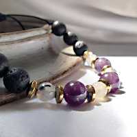 دستبند سنگ آمیتیس و عقیق. درجه کیفی A. با قابلیت رگلاژ