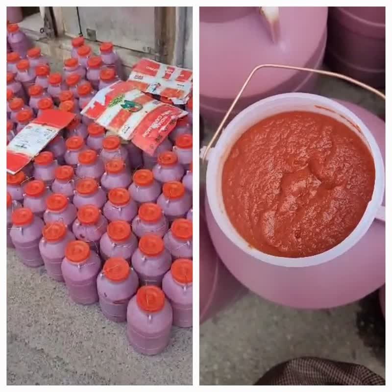 رب گوجه فرنگی طبیعی دبه 65 تا 7 کیلویی بدون مواد شیمیایی