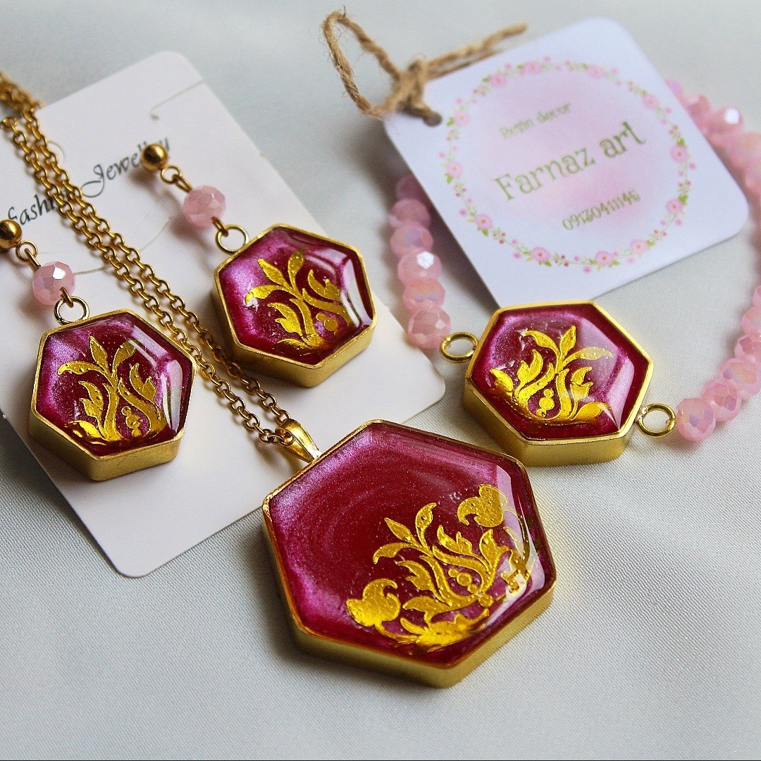 سرویس زیورآلات رزینی دستساز  اسلیمی 