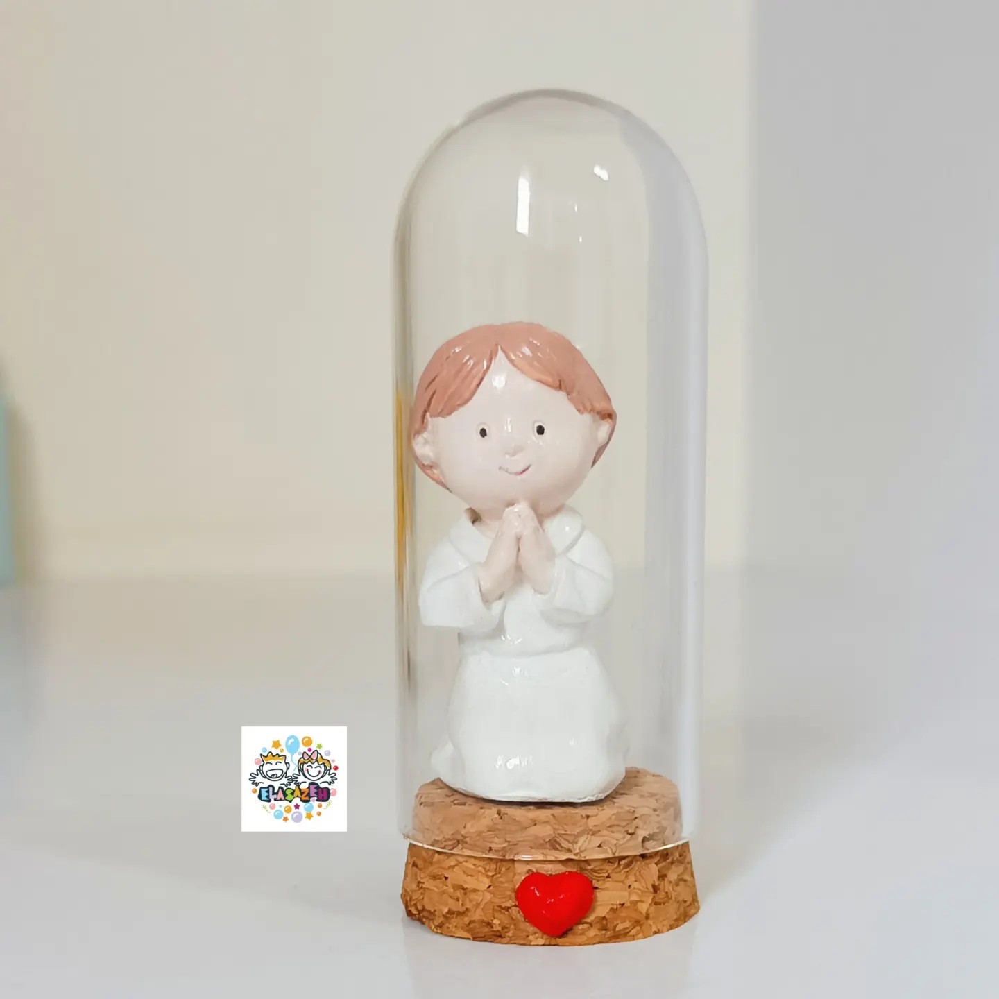 مجسمه فرشته دعاگو (پسر) داخل بطری شیشه ای طرح دیو و دلبر