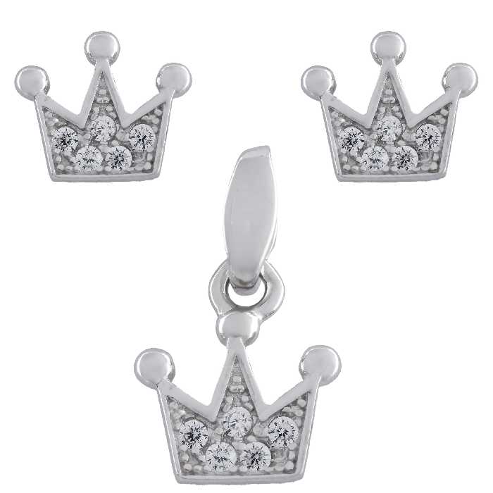 نیم ست نقره زنانه- مدل تاج- کد SHS-18