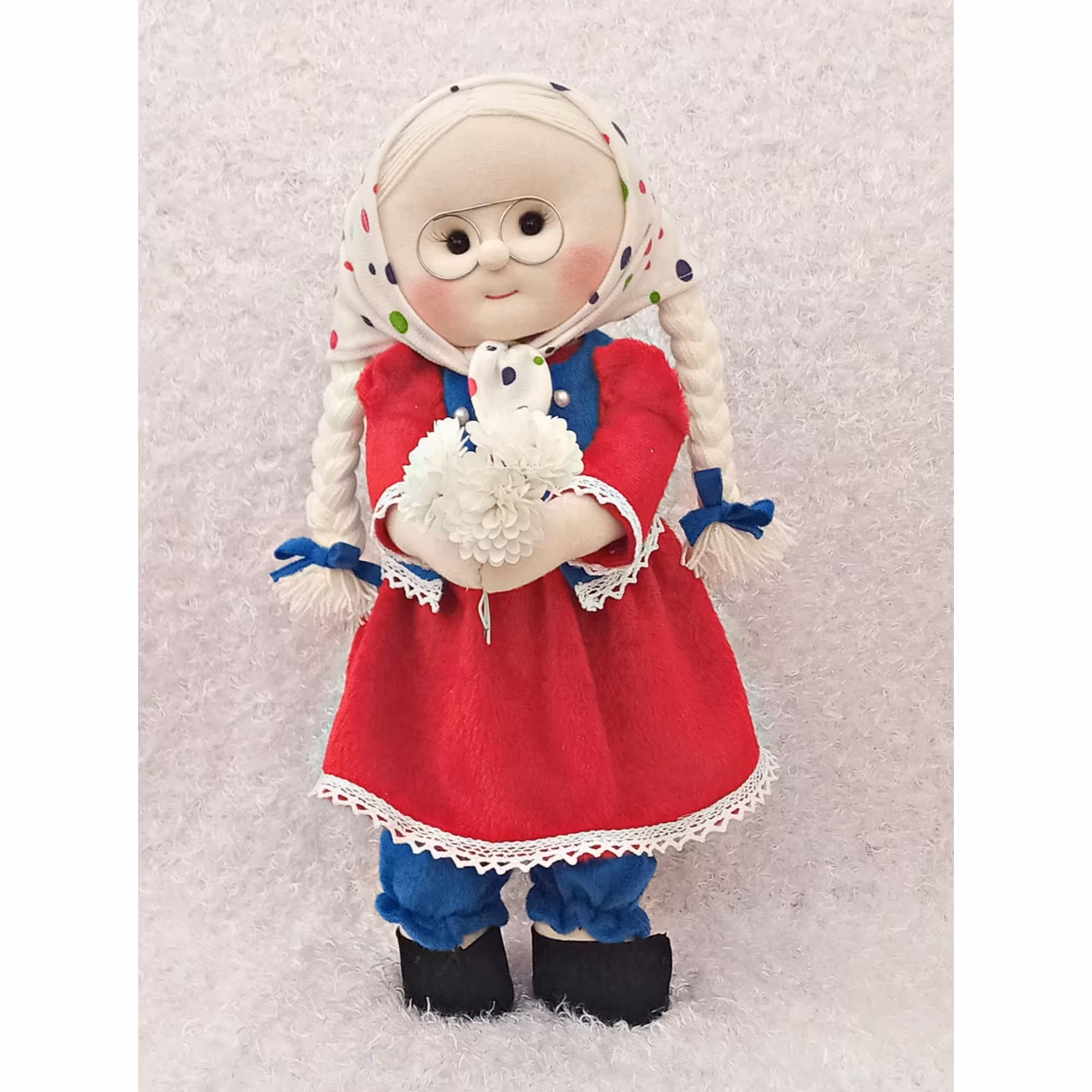 عروسک روسی پیشرفته دستساز  تک نسخه ننه نقلی قد 45 سانتی متر کد 101