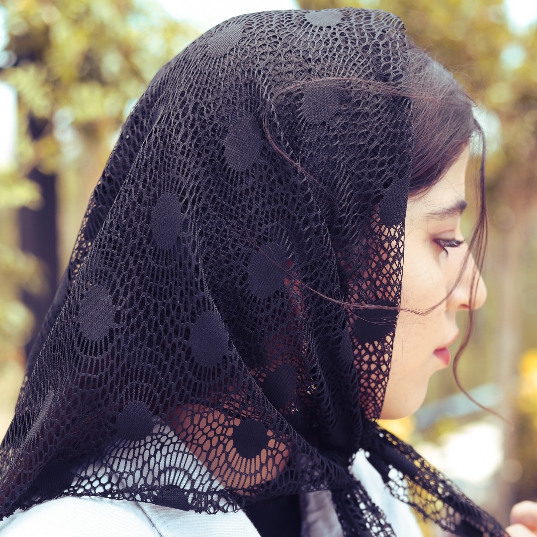 مینی اسکارف مشکی توری