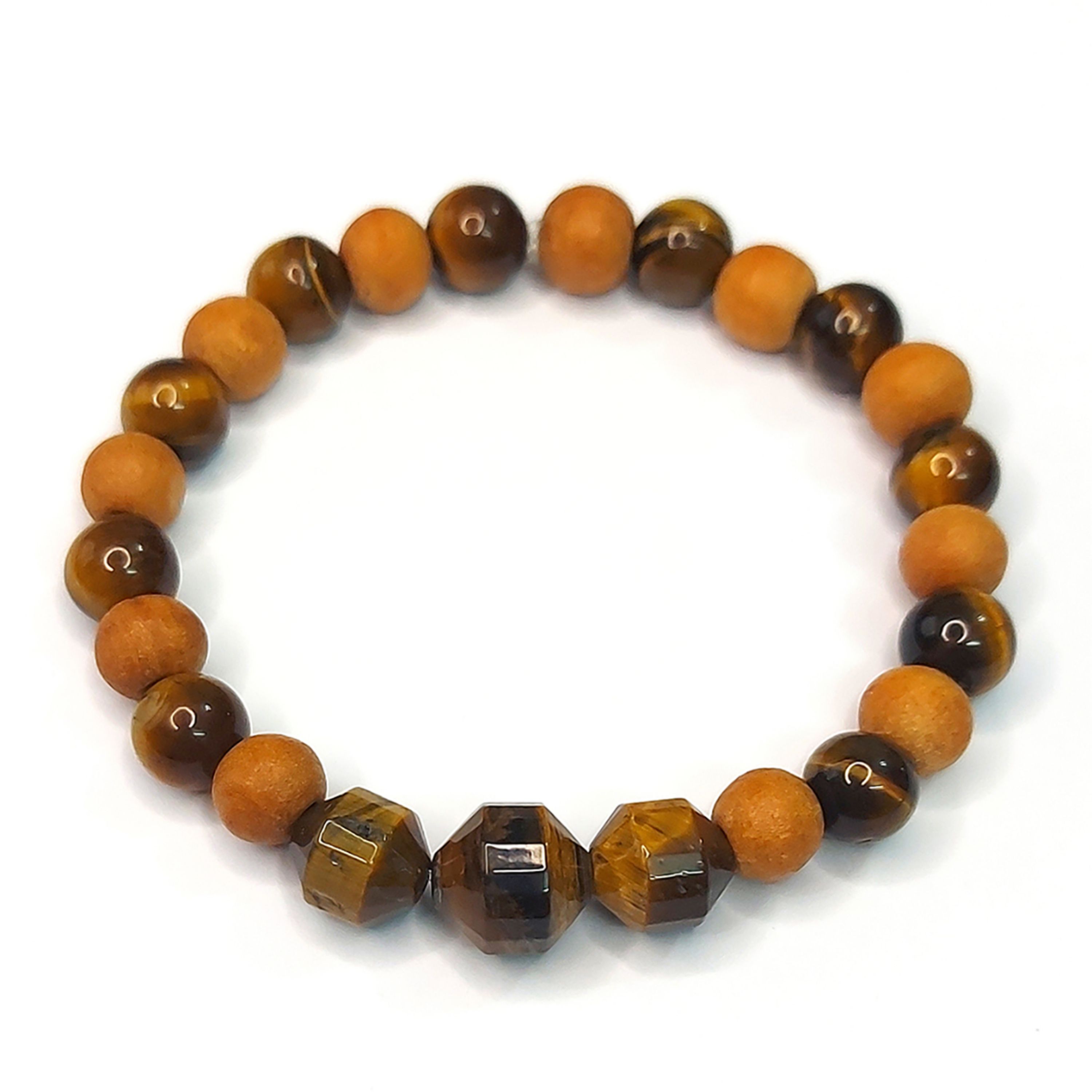 دستبند سنگ  چشم ببر و چوب معطر کد 19 ( پس کرایه )