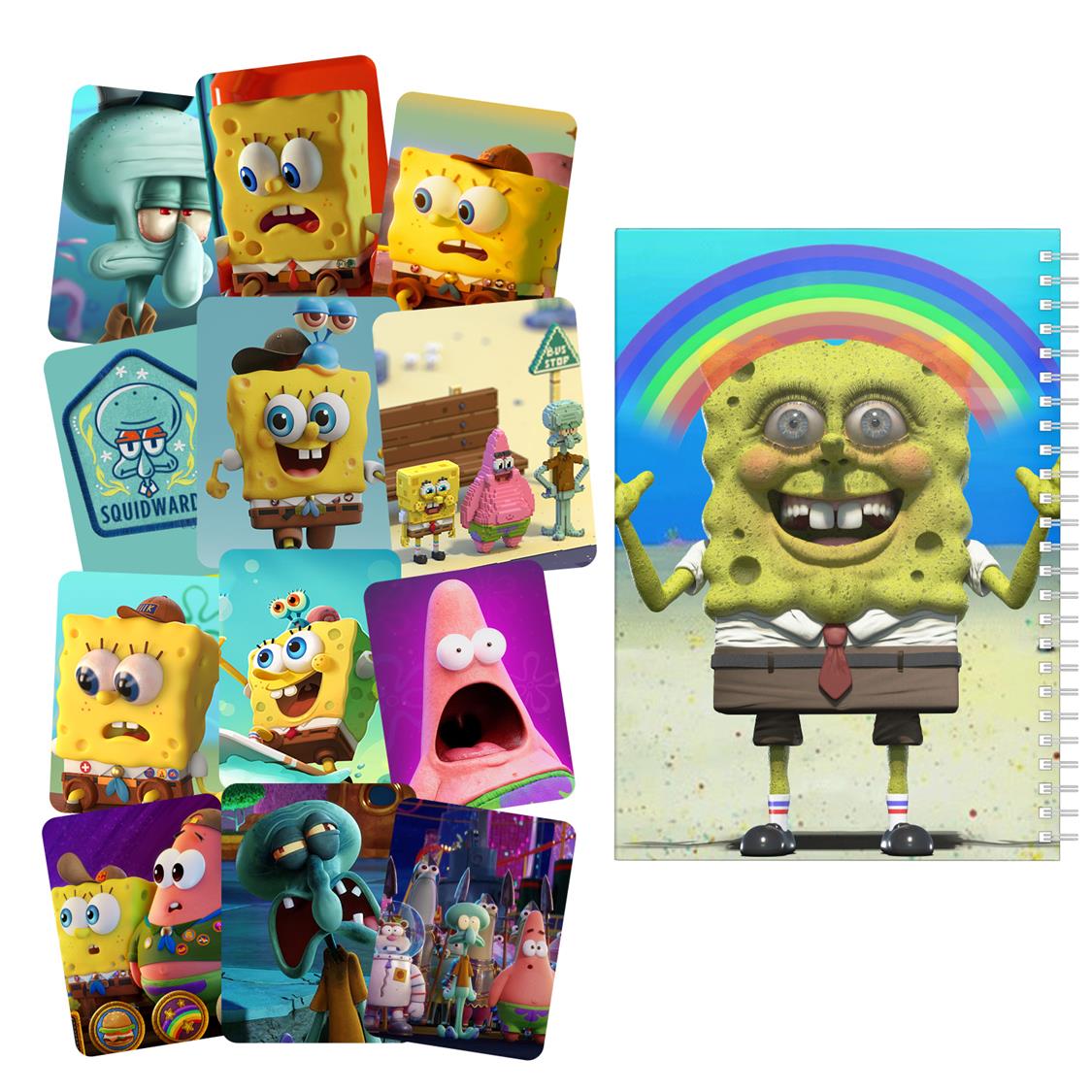 دفتر نقاشی باژیکان طرح باب اسفنجی کد 20100342 به همراه برچسب مجموعه 12 عددی