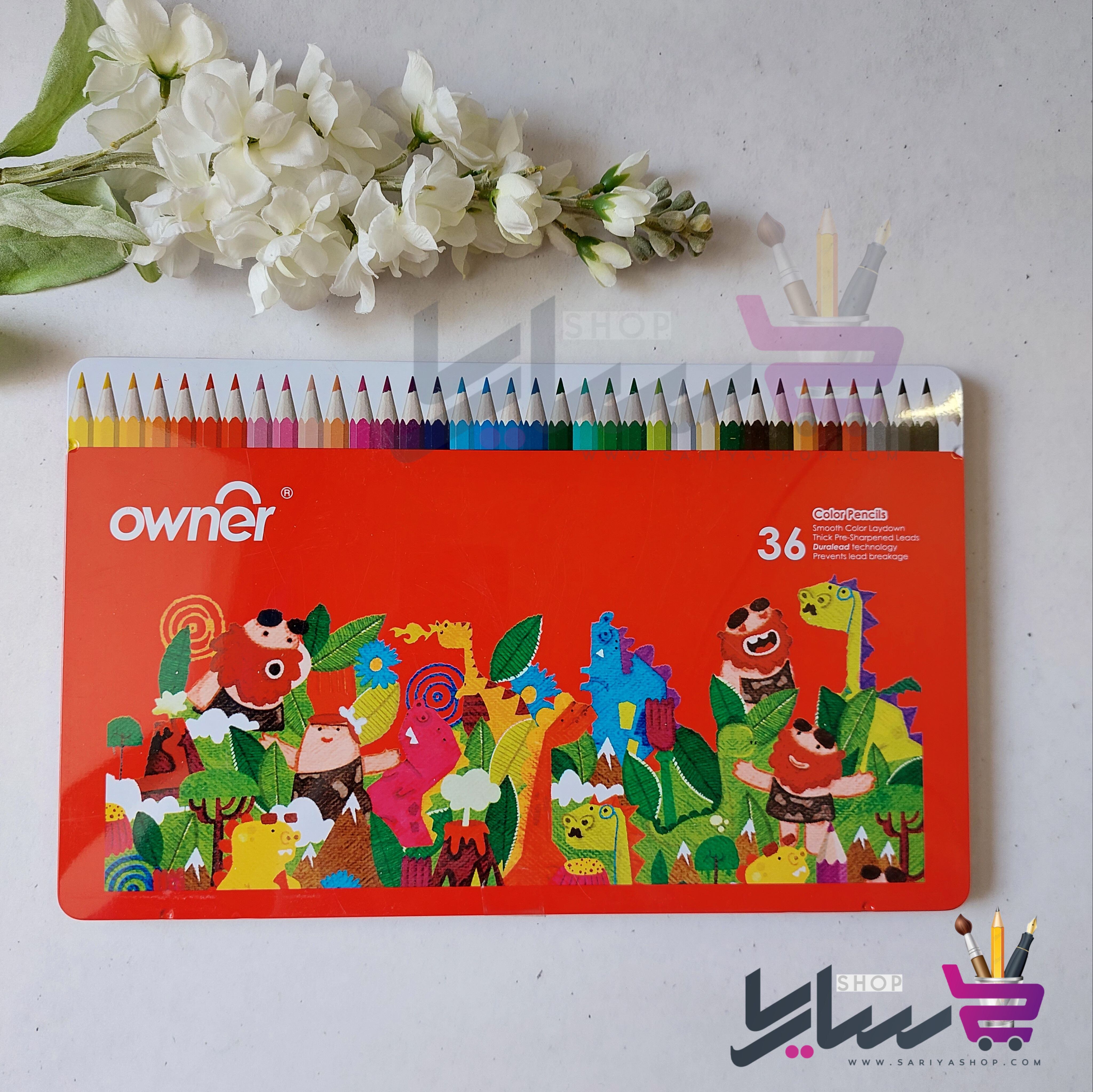 مداد رنگی اونر 36 رنگ جعبه فلزی