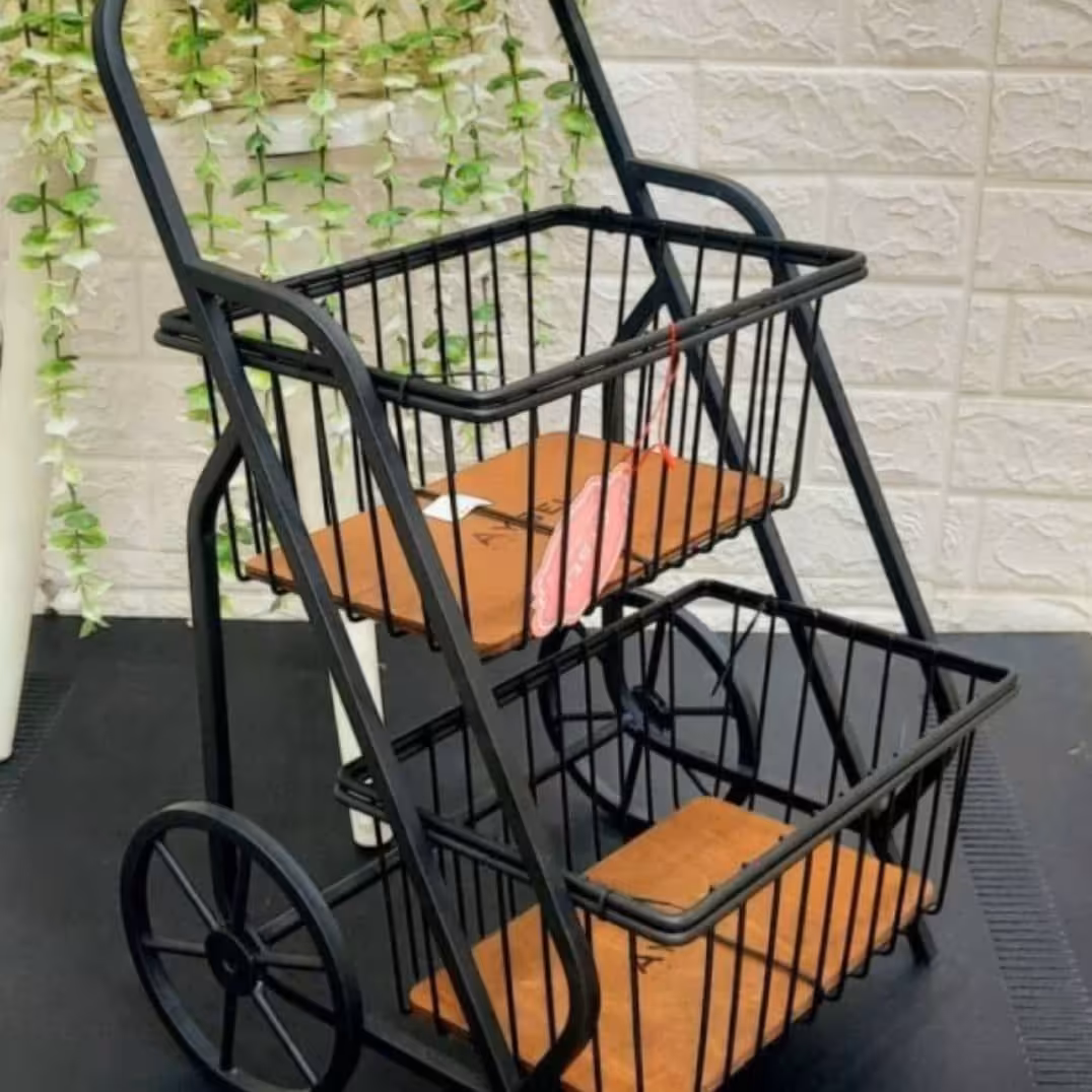 سبد سیب پیاز  دو طبقه کالسکه