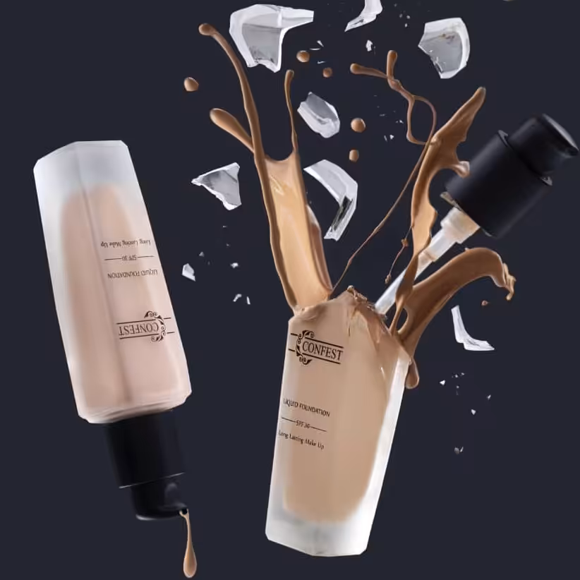 کرم پودر پمپی شیشه ای کانفست SPF 30 بدون چربی با نمای مات