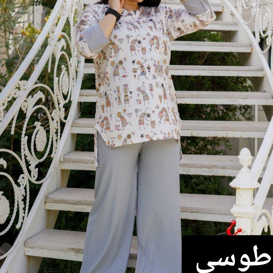 شومیز شلوار طرح آدمک ارسال رایگان سه تا پنج روز جنس کرپ کش m3