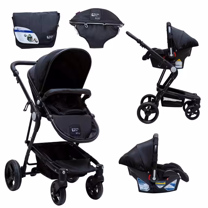 سرویس کالسکه دلیجان مدل روما پلاس سه تیکه کالسکه و کریر و ساک لوازم