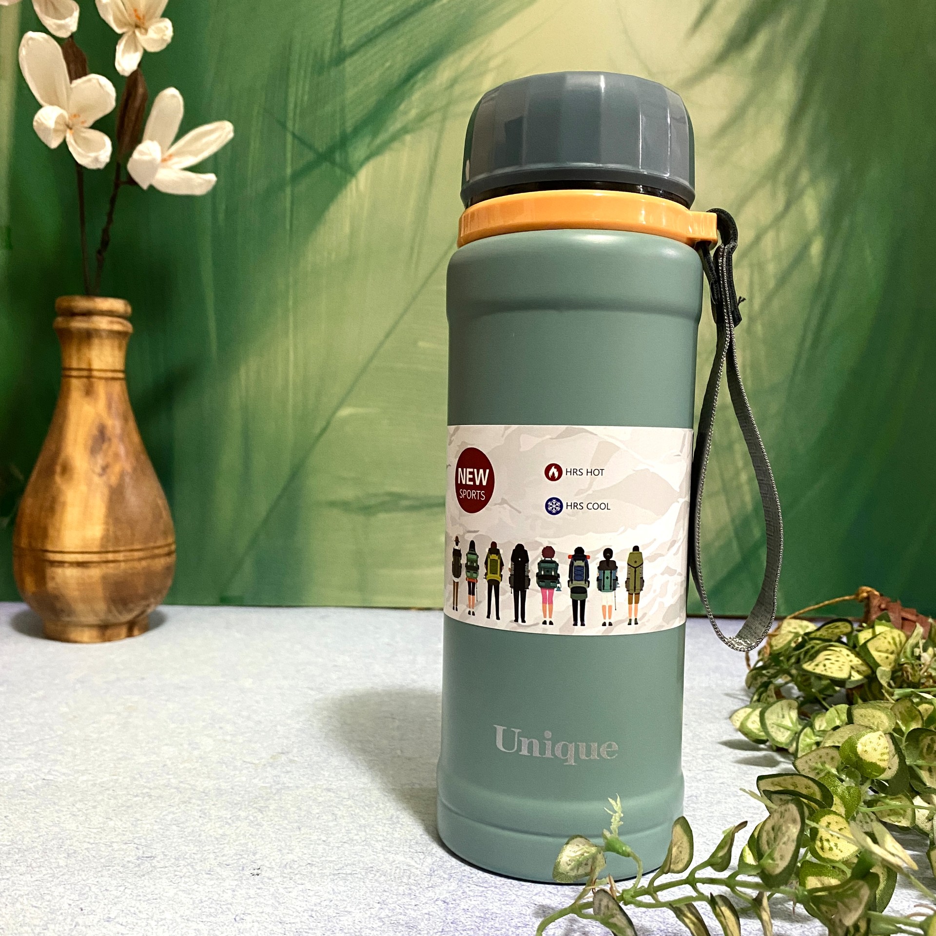 فلاسک  استیل مدل یونیک گنجایش 650 میلی لیتر رنگ سبز آبی کد1