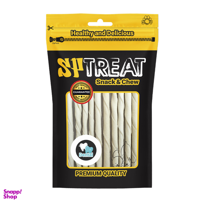 تشویقی سگ اس پی مدل Rawhide Stick D155 وزن 85 گرم بسته 12 عددی