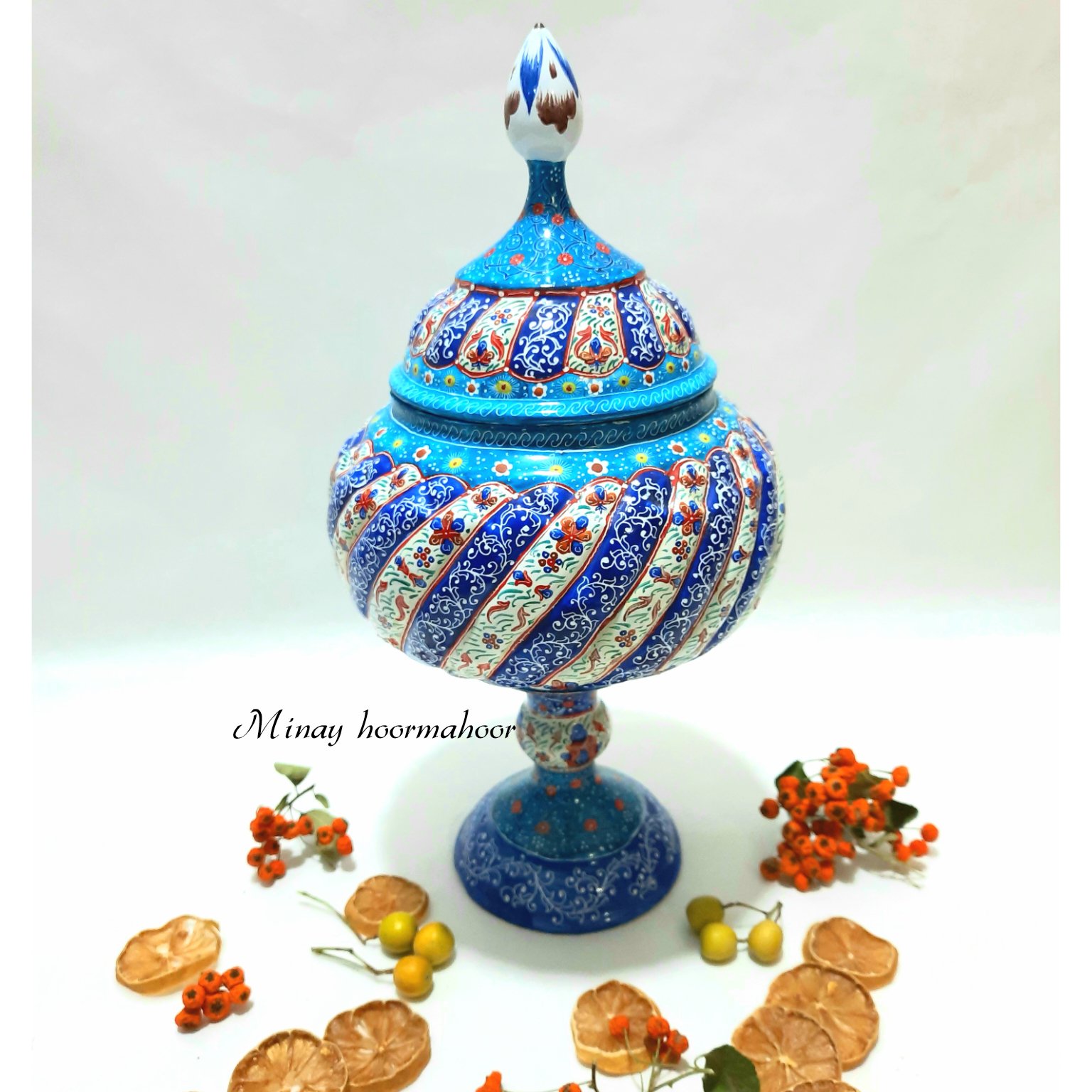 شکلات خوری پایه دار میناکاری 25 سانتی