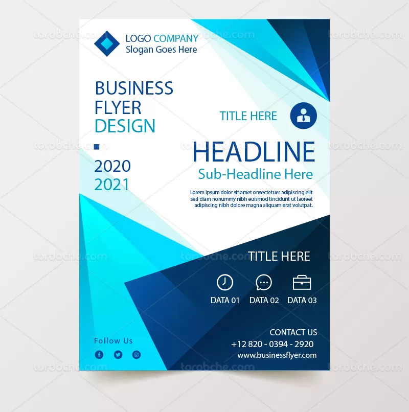 وکتور تراکت کسب و کار خلاقانه آبی | گرافیک با طعم تربچه