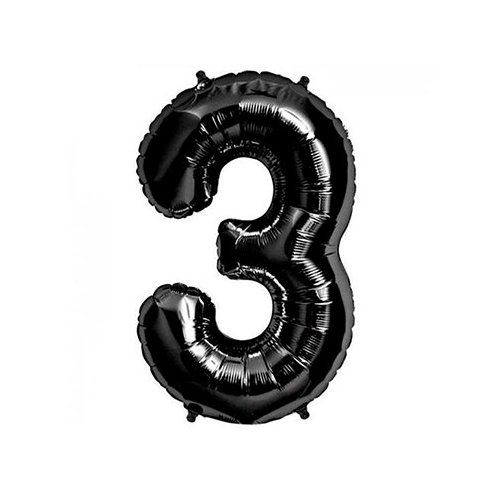 بادکنک فویلی عدد 3 مشکی سایز 32 اینچ