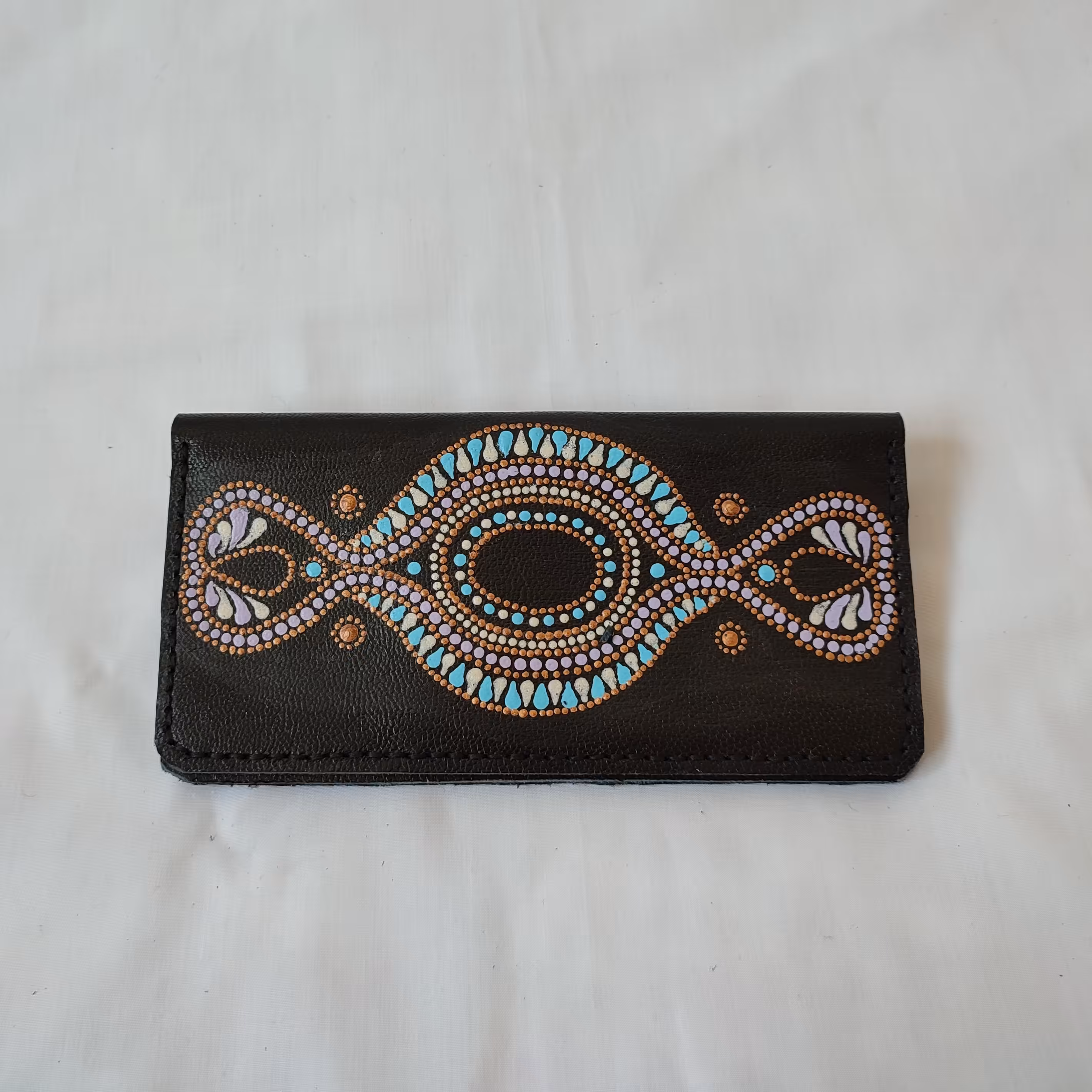 کیف پول چرم بزی نقطه کوبی شده 1 (طبیعی و دستدوز)