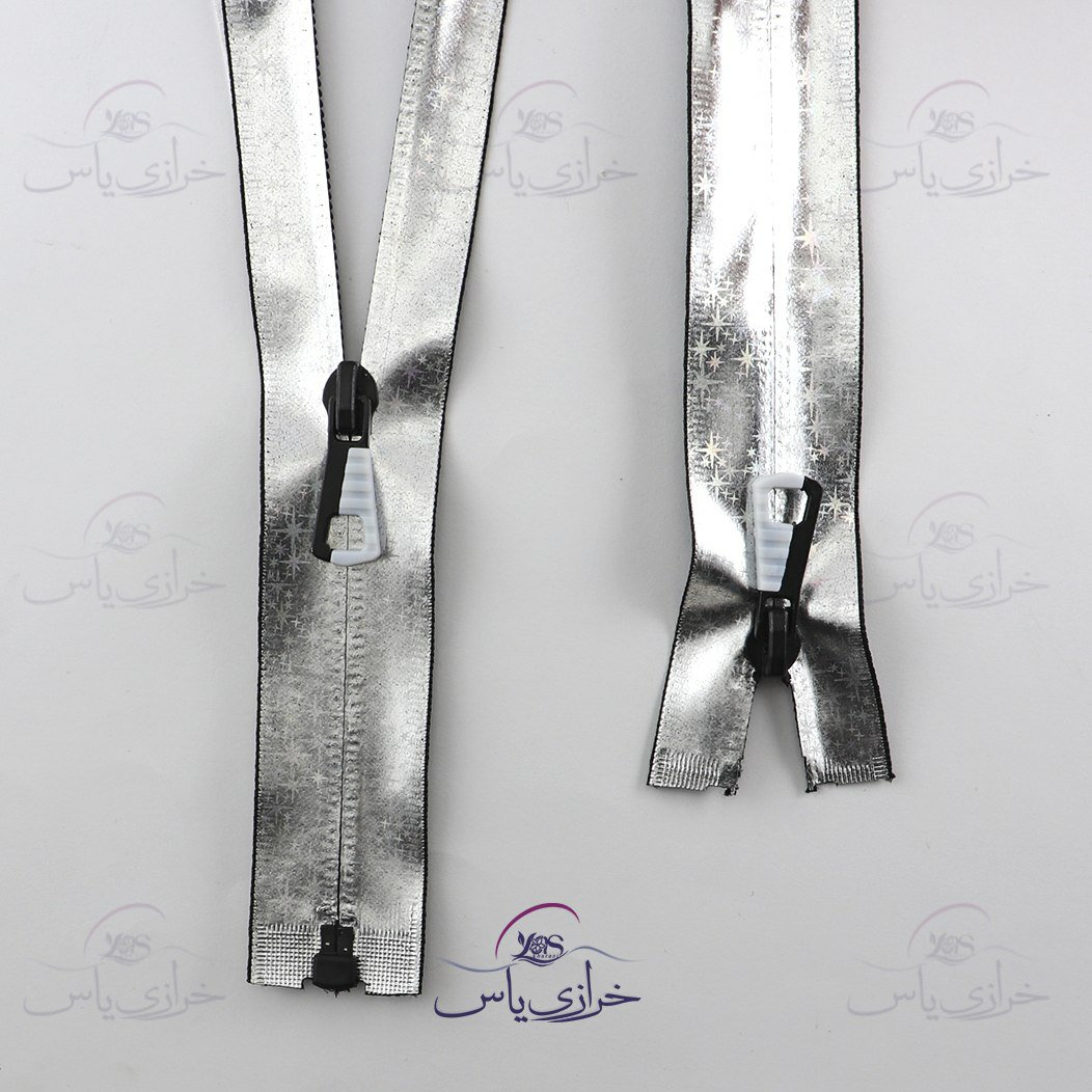 زیپ واتر 70 سانت نمره 5 کاپشنی خاکستری براق