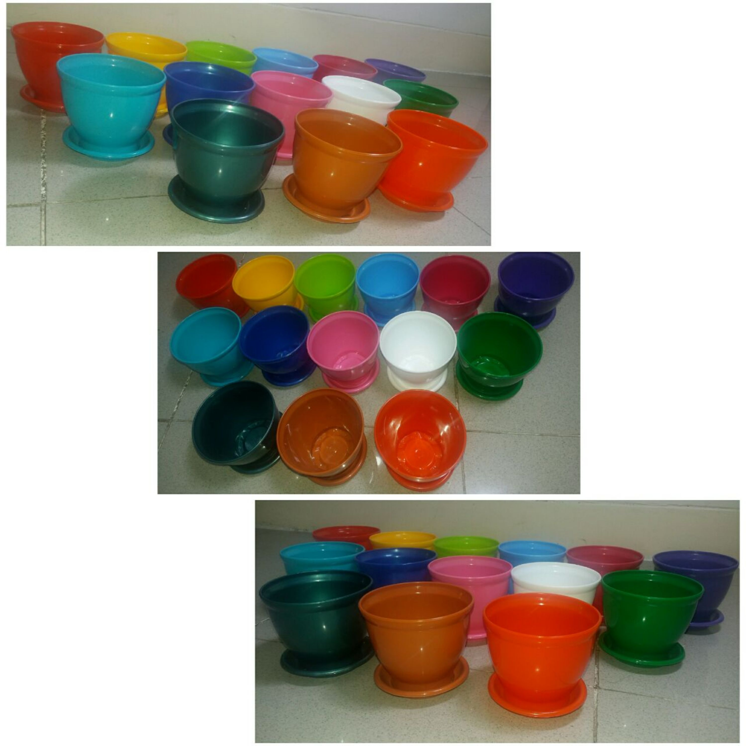 گلدان پلاستیکی سایز ده همراه با زیر گلدانی