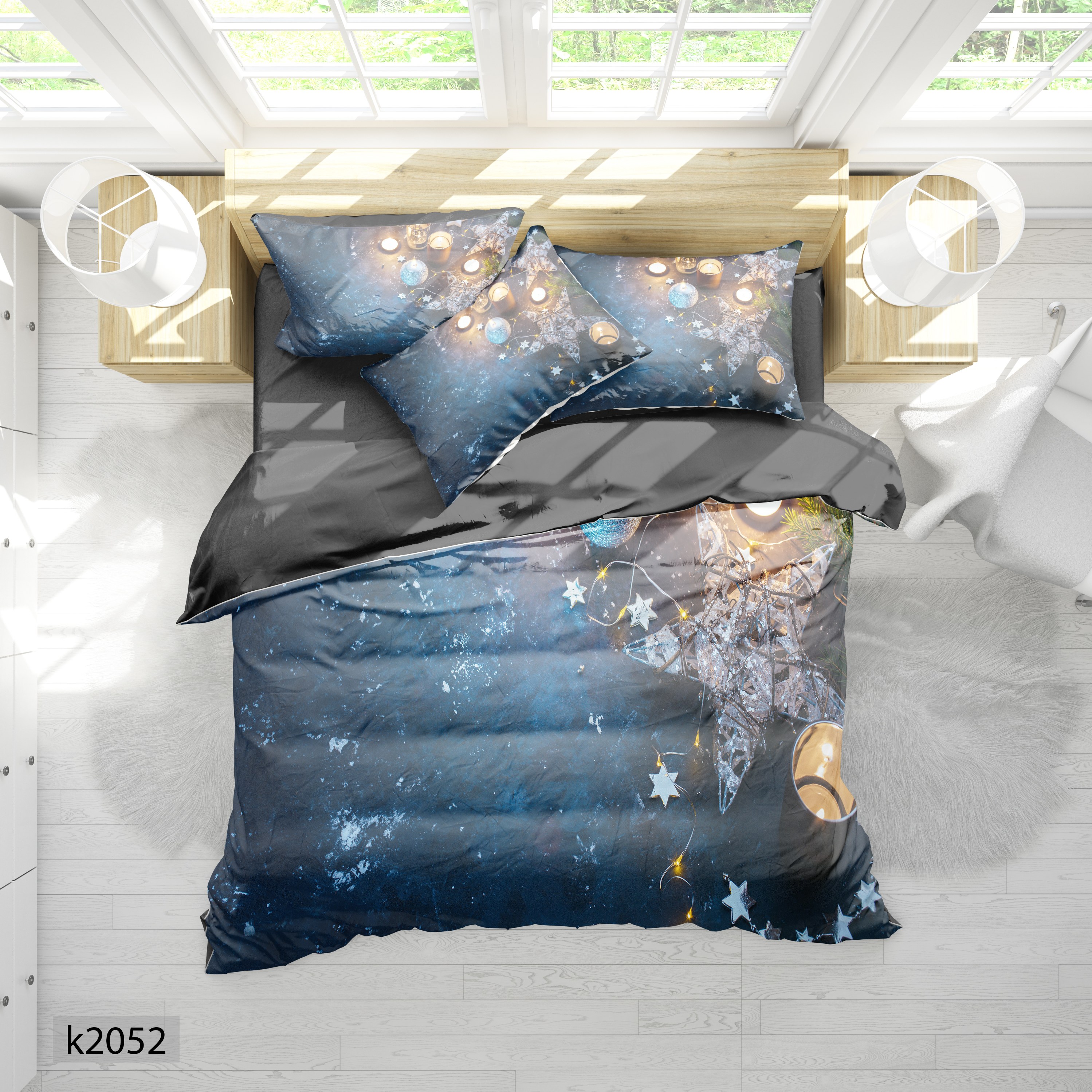 ست رو تختی چاپی 6 تیکه کالیفرنیا دو نفره   کد2052