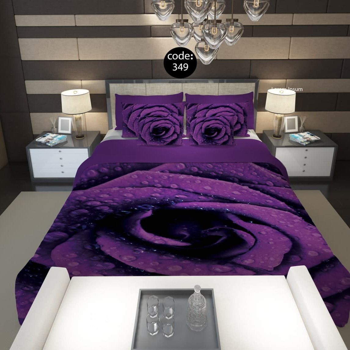 سرویس  روتختی دونفره 8تکه چاپی قابل ست با پرده با انتخاب جنس پارچه کد 349