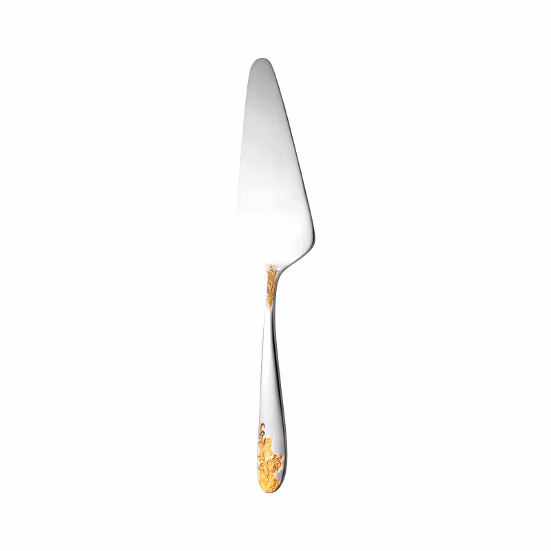 کفگیر سرو کیک ناب استیل طرح امپریال طلایی (1 پارچه)