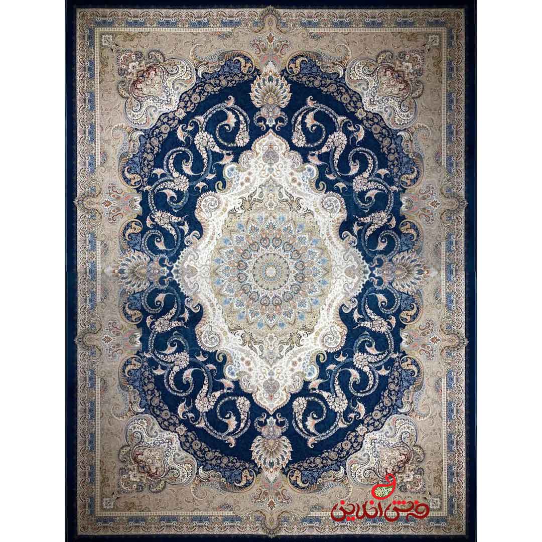 فرش ماشینی شاهکار صفویه 5500 آبی تیره