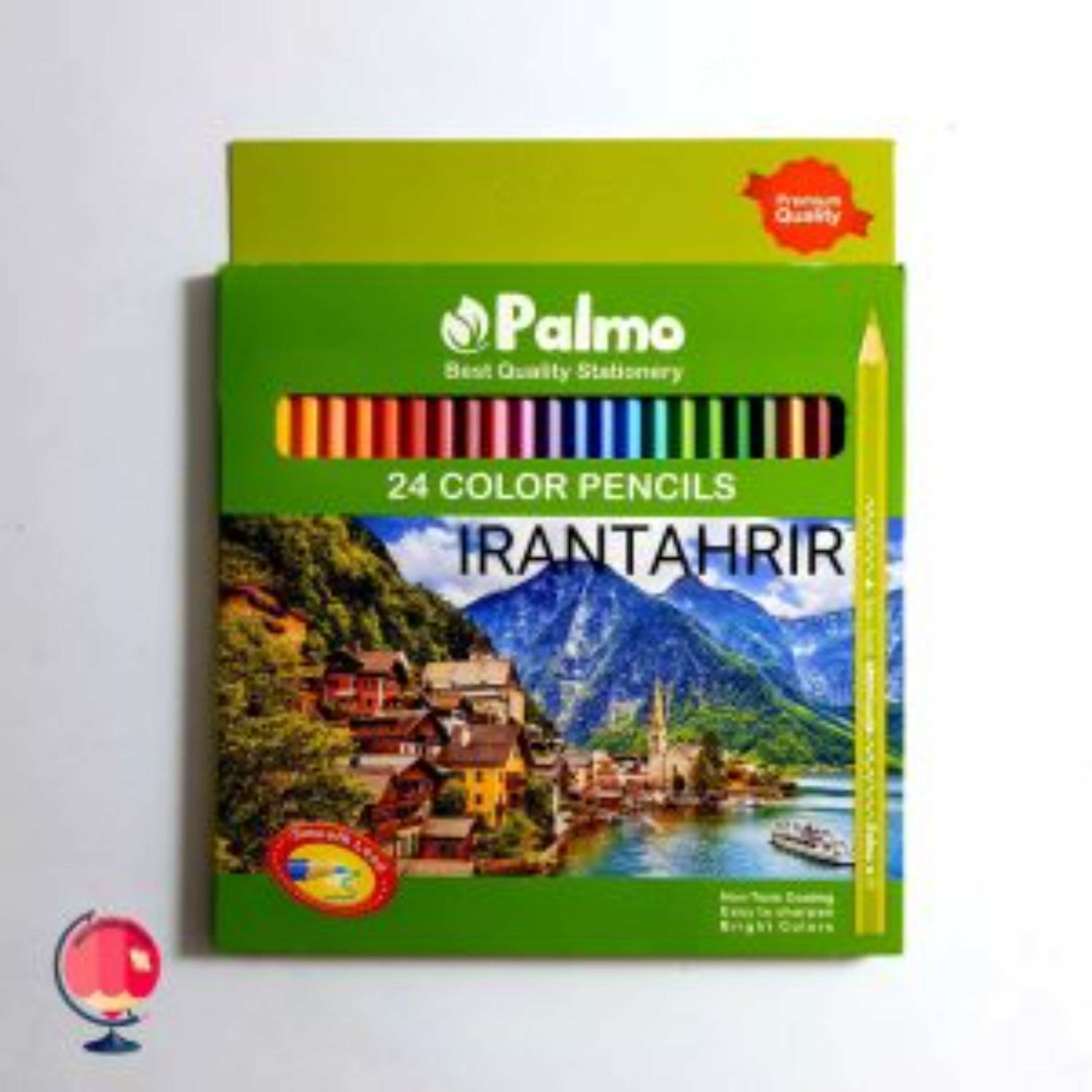 مداد رنگی 24 رنگ پالمو جعبه مقوایی سبز کد 1331