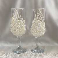 جام عروس و داماد مرواریدی جفت