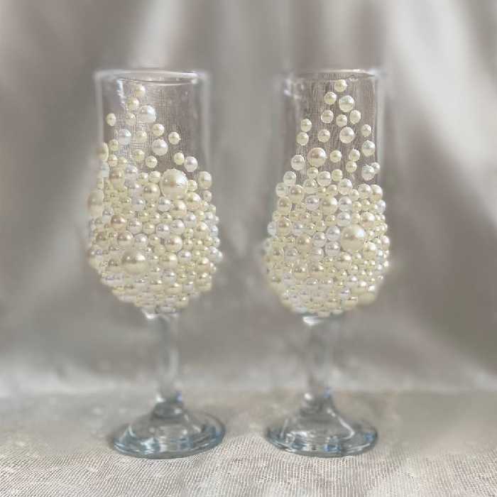 جام عروس و داماد مرواریدی جفت