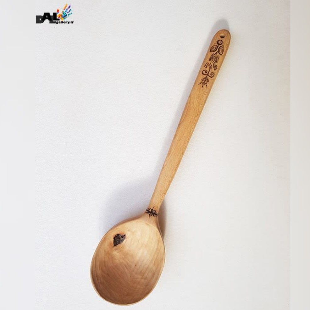 ملاقه چوبی گرد عمق دار دست ساز با هنر نقاشی