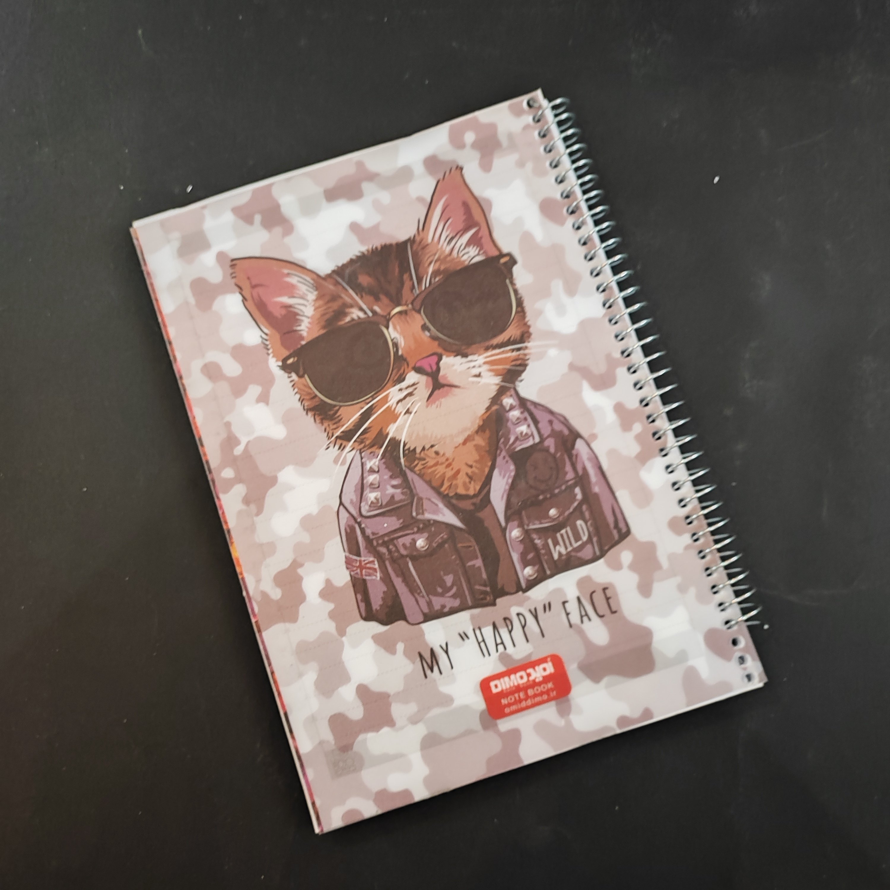 دفتر  100 برگ - امید -  خط دار جلد طلقی سیمی - طرح  گربه 