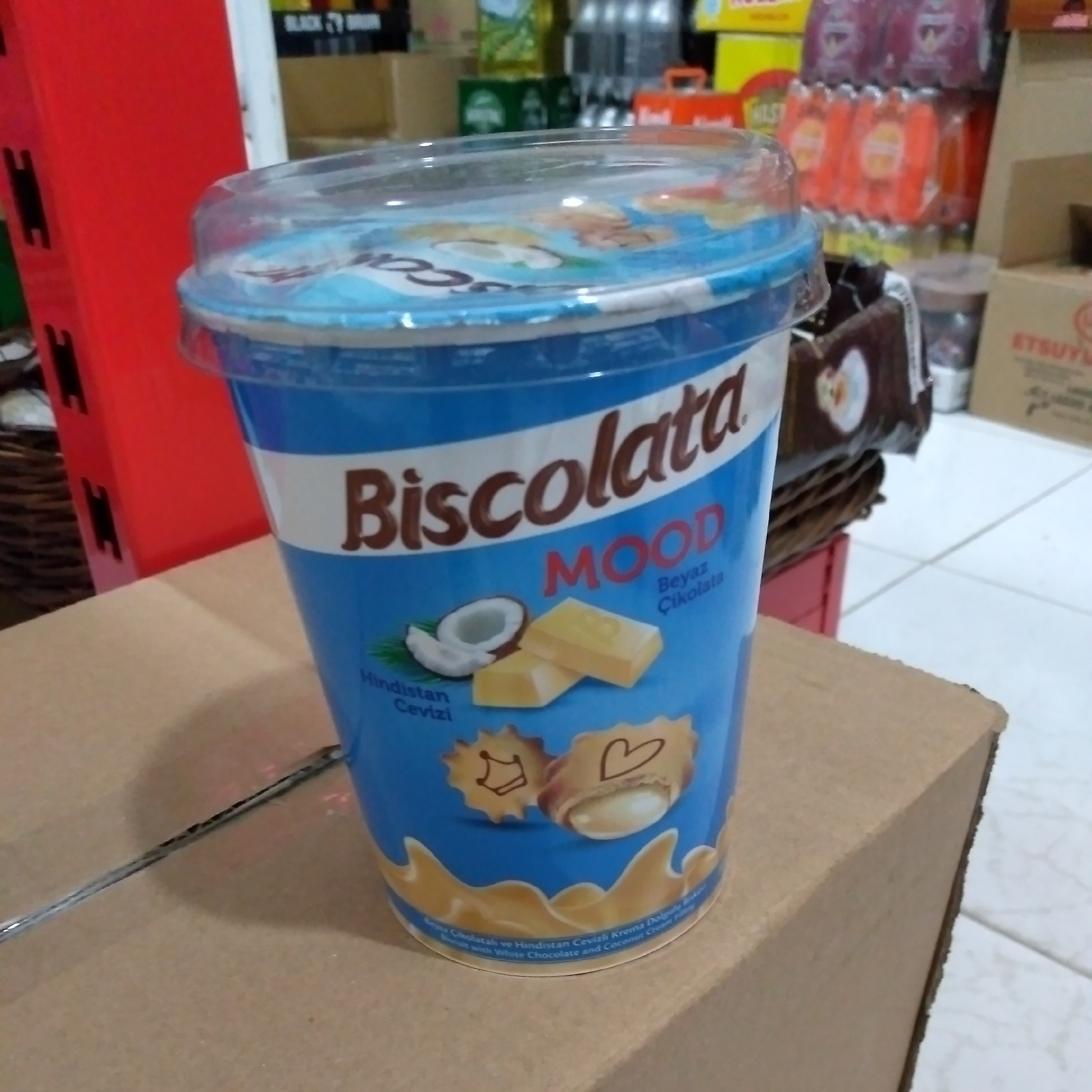 بیسکوییت با مغز شکلات سفید بیسکولاتا مود ترکیه Biscolata mood ظرف لیوانی 125 گرمی