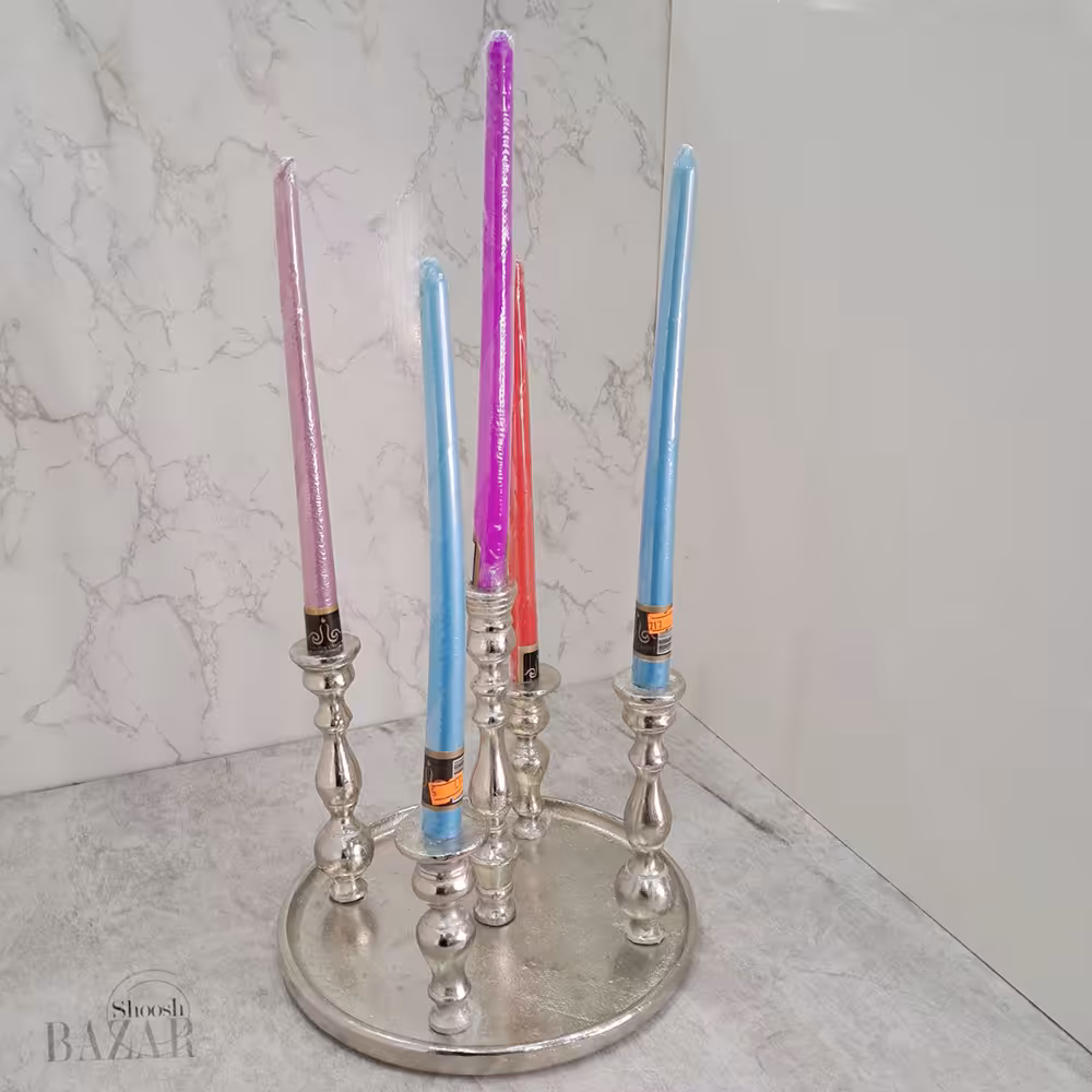 جا شمعی 5 شعله قلمی آلومینیوم دکوری