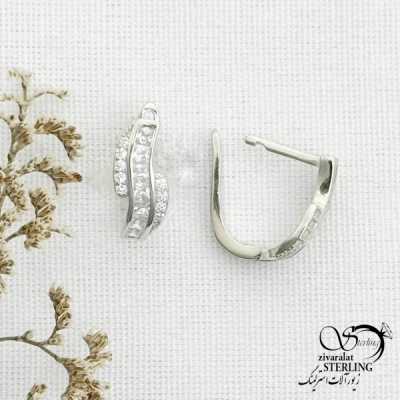 گوشواره کلیپسی نقره ایتالیا با کد 13422