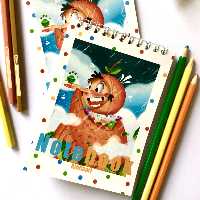 دفترهشتادبرگ فنردوبل جلد گلاسه خطدار برند آتلا طرح پسرپرتقالی 